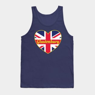 Glastonbury England UK British Union Flag Heart Tank Top